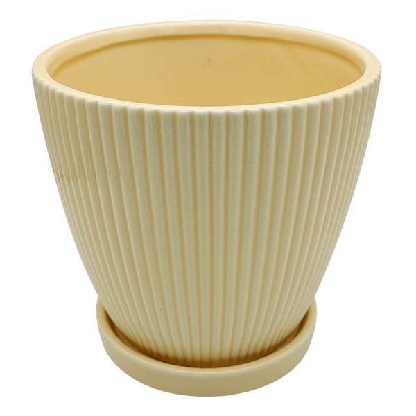 Sunny Club Indoor Yellow Ribbed Planter, 6"