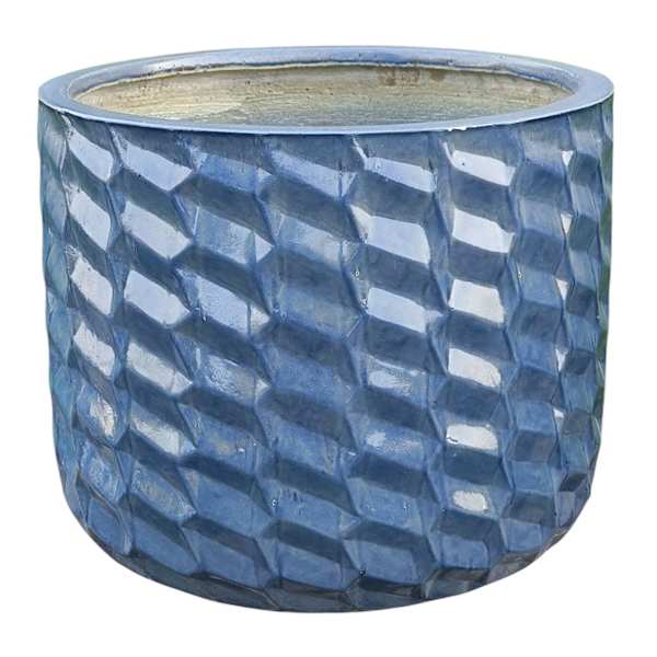 Blue Round Outdoor Planter, Large