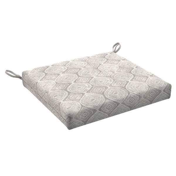 Grey Patna Geo Outdoor Square Seat Cushion