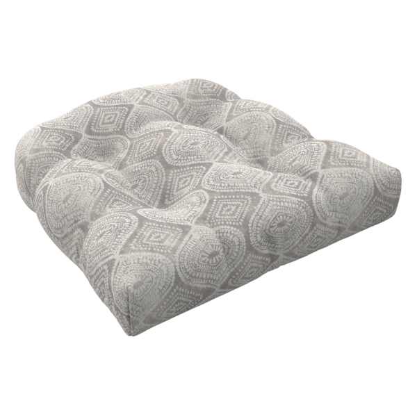 Grey Patna Geo Outdoor Wicker Seat Cushion