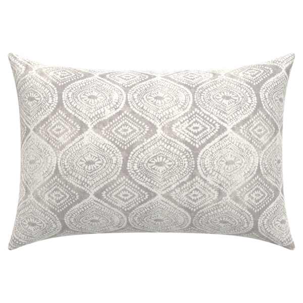 Grey Patna Geo Print Lumbar Outdoor Throw Pillow, 14x20"