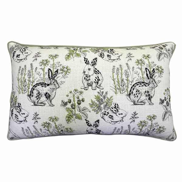 Bunny Garden Embroidered Easter Throw Pillow, 14x24