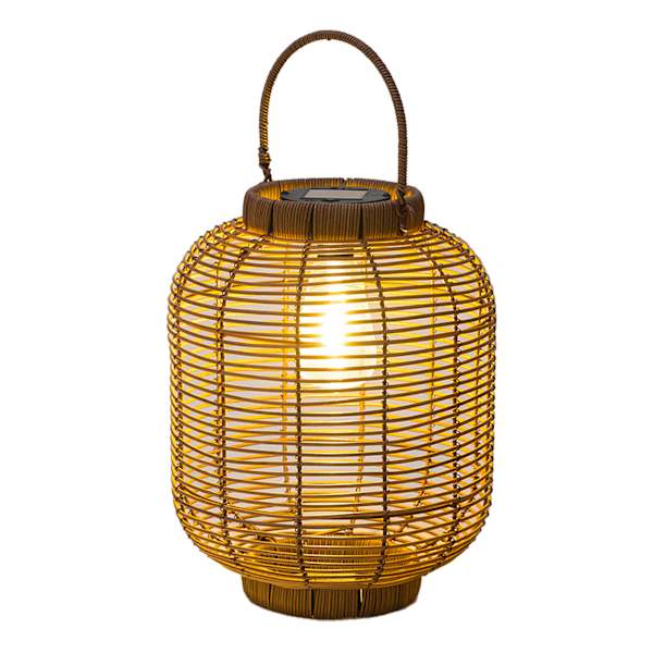 Decorative Brown Outdoor Solar Lantern with Bulb, Large
