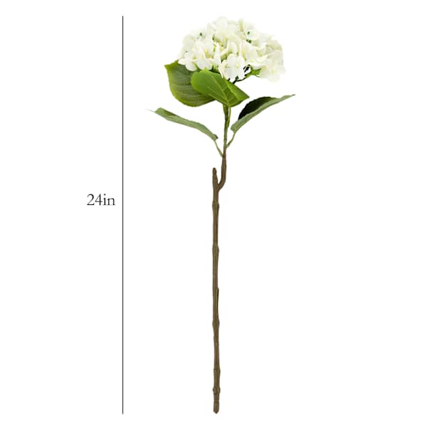 24IN WH FABRIC REAL FEEL HYDRANGEA STEM