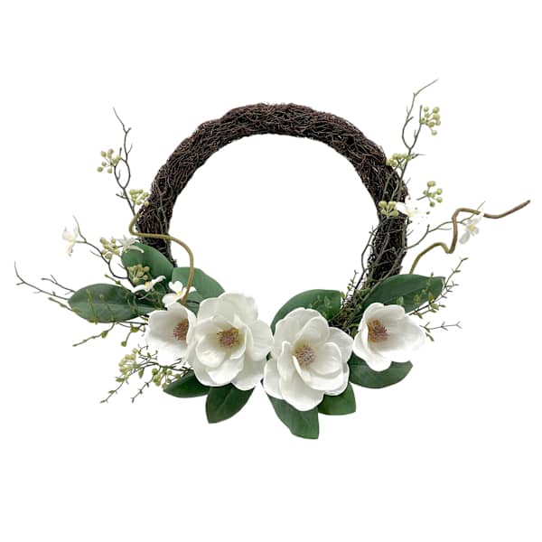 Magnolia Half Wreath, 24"