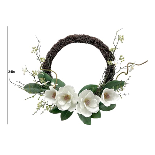 Magnolia Half Wreath, 24"