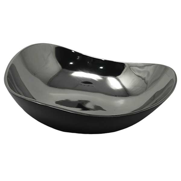 Black with Silver Inlay Decorative Bowl, 13"