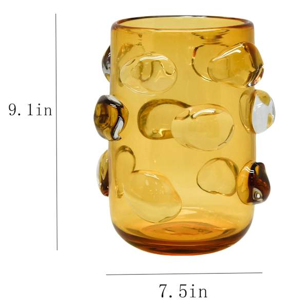 Crosby St. Yellow Glass Vase with Clear Oval Stones, 9"