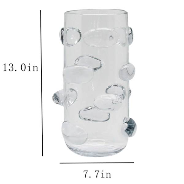 Crosby St. Clear Glass Vase with Clear Oval Stones, 13"