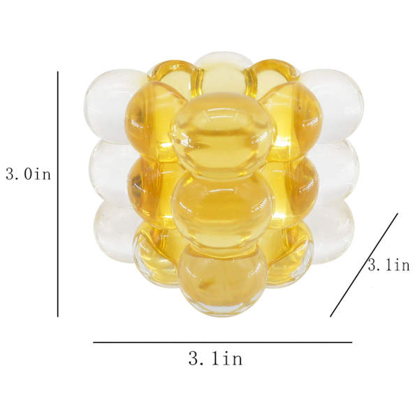 Crosby St. Yellow Square Bubble Votive Candle Holder, 3"