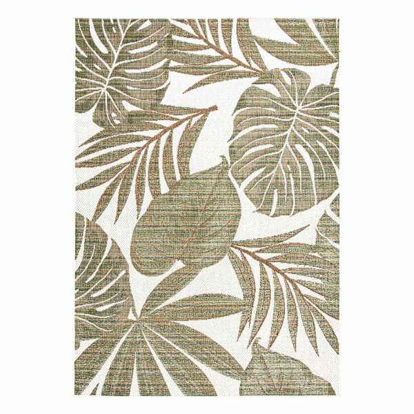 (E513) Found & Fable Santorini Cala Green Leaves Outdoor Area Rug, 9x12