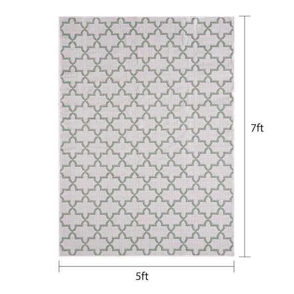 Fifer Green Trellis Outdoor Area Rug, 5x7