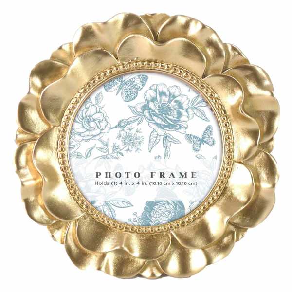 Gold Round Tabletop Picture Frame, 4"