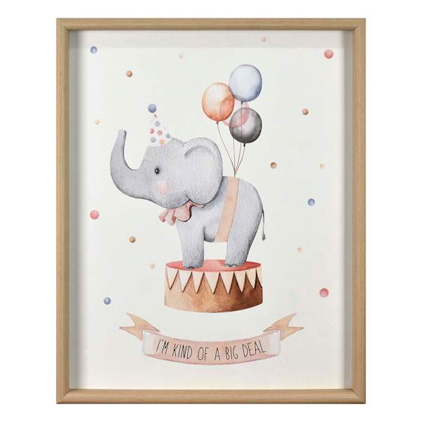 Glass Framed Elephant Print Wall Art, 17x21