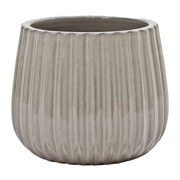 Natural Ribbed Clay Round Outdoor Planter, Large