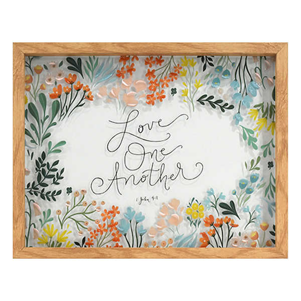 Glass Framed Floral Love One Framed Print Wall Art, 14x11