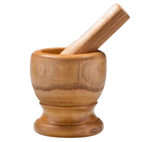 2-Piece Footed Wooden Mortar & Pestle, 5"