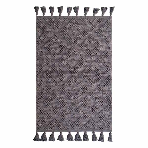 Dark Grey High-Low Diamond Accent Rug, 2x4