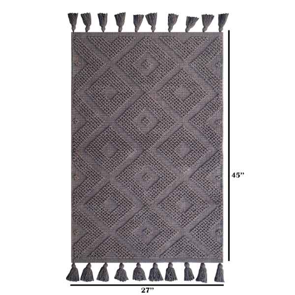 Dark Grey High-Low Diamond Accent Rug, 2x4