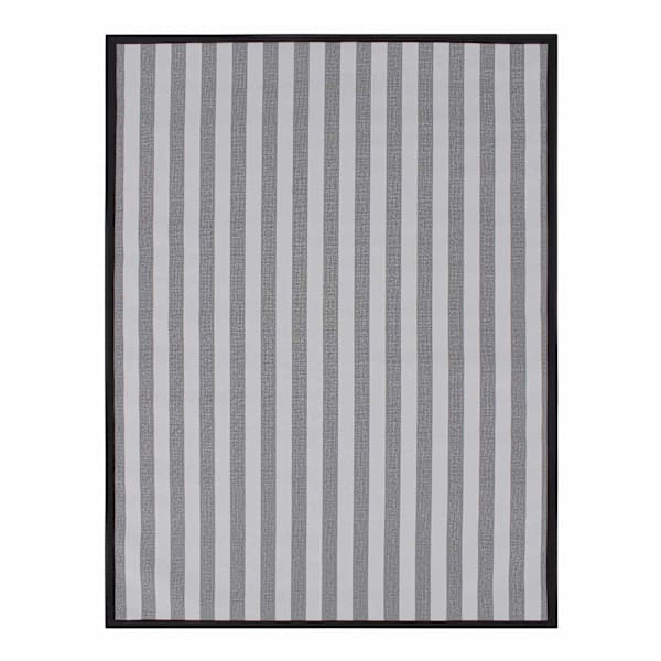 Black & White Textilene Striped Outdoor Area Rug, 5x7
