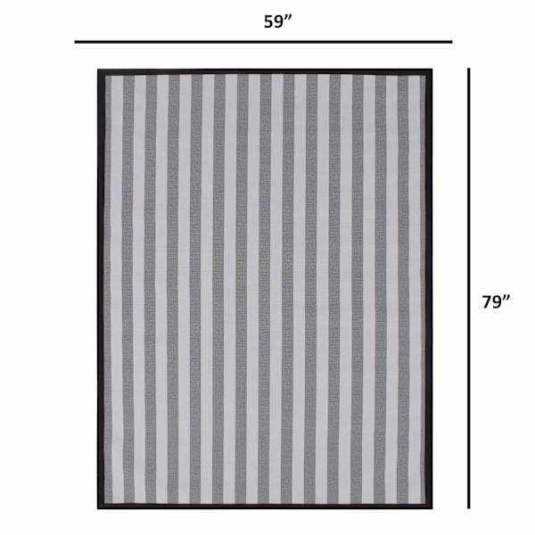 Black & White Textilene Striped Outdoor Area Rug, 5x7