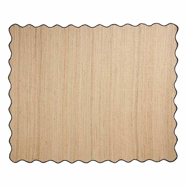 (B891) Juniper Jute with Scalloped Black Trim Area Rug, 8x10