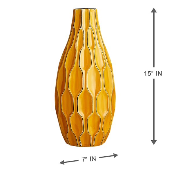 Honeybloom Katherine Yellow Ceramic Vase, 15"