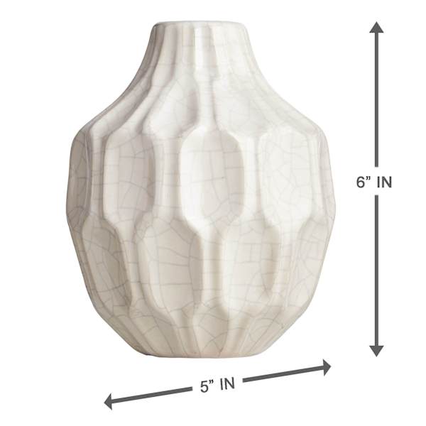 Honeybloom Katherine White Ceramic Vase, 6"
