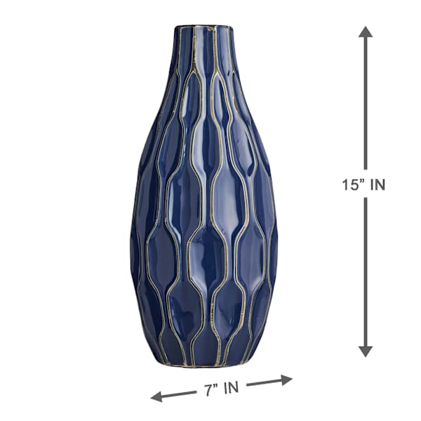 Katherine Blue Ceramic Vase, 15"