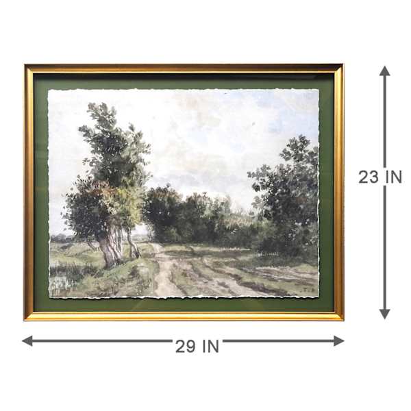 Honeybloom Glass Framed Oil Painted Landscape Wall Art, 23x29