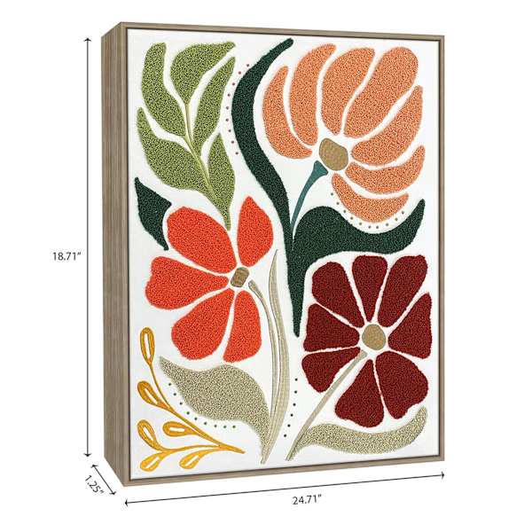 Framed Floral Embroidered Canvas Wall Art, 19x25