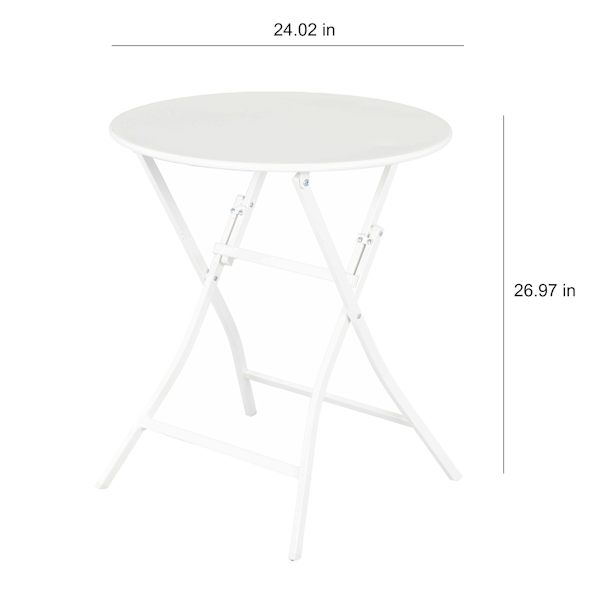 Providence Metal Patio Folding Table, White