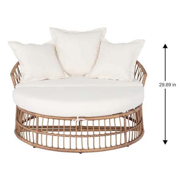 Found & Fable Puebla Day Bed Natural Wicker with Natural Canvas Cushions 2-Piece Set