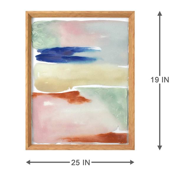 Glass Framed Colorful Abstract Print Wall Art, 19x25