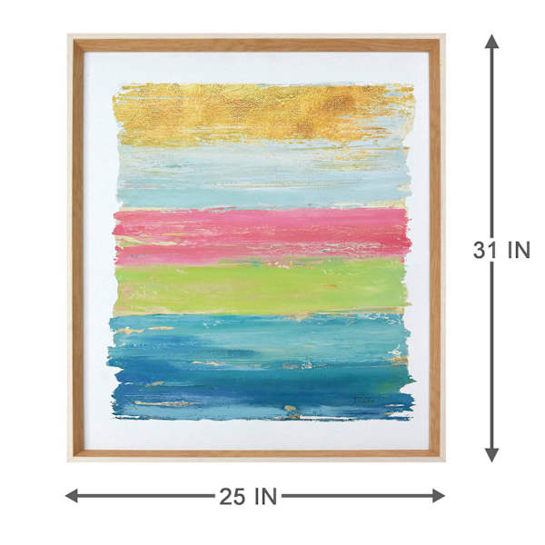 Glass Framed Colorful Abstract Print Wall Art, 25x31