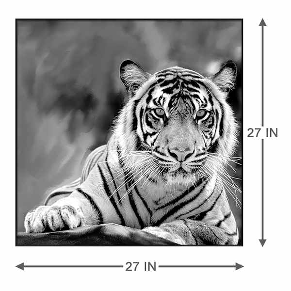 Glass Framed Tiger Print Wall Art, 27"
