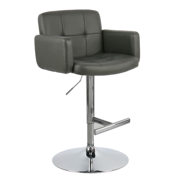 Crosby St. Stout Adjustable Faux Leather Barstool, Grey