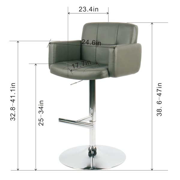 Crosby St. Stout Adjustable Swivel Faux Leather Barstool, Grey