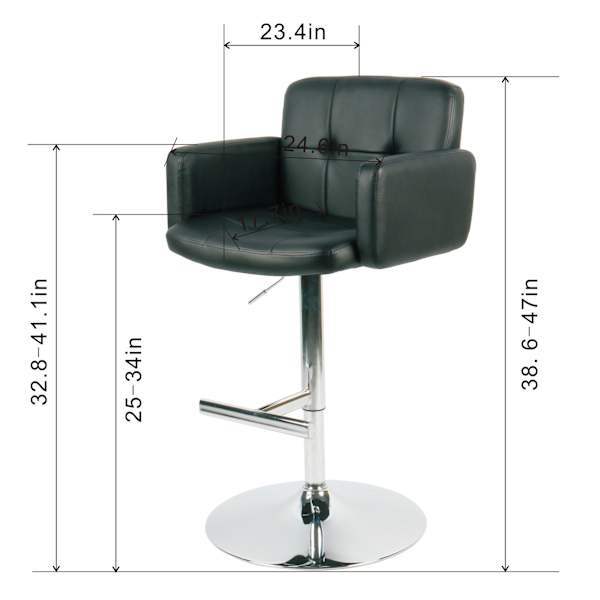 Crosby St. Stout Adjustable Faux Leather Barstool, Black