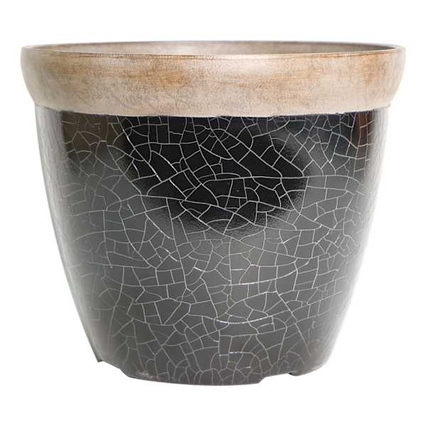 Black Crackle Outdoor Planter, 11.6"