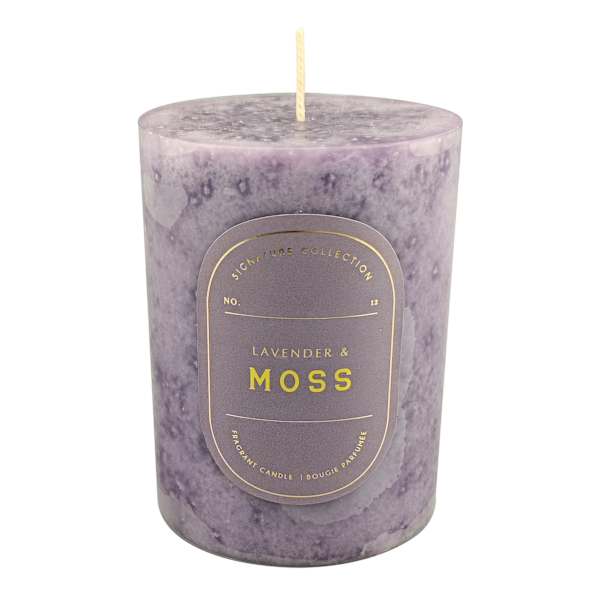 Lavender & Moss Scented Pillar Candle, 3x4