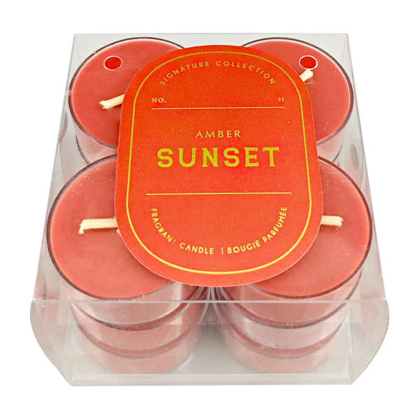 12-Pack Amber Sunset Scented Tealight Candles