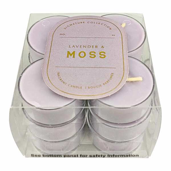 12-Pack Lavender & Moss Scented Tealight Candles
