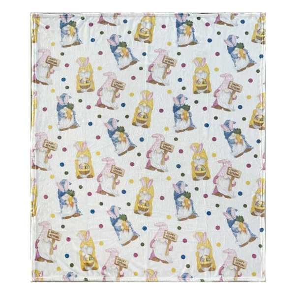 Homespun Easter Gnome Printed Throw Blanket, 50x60