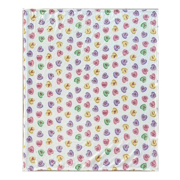 Candy Hearts Plush Throw Blanket, 50x60