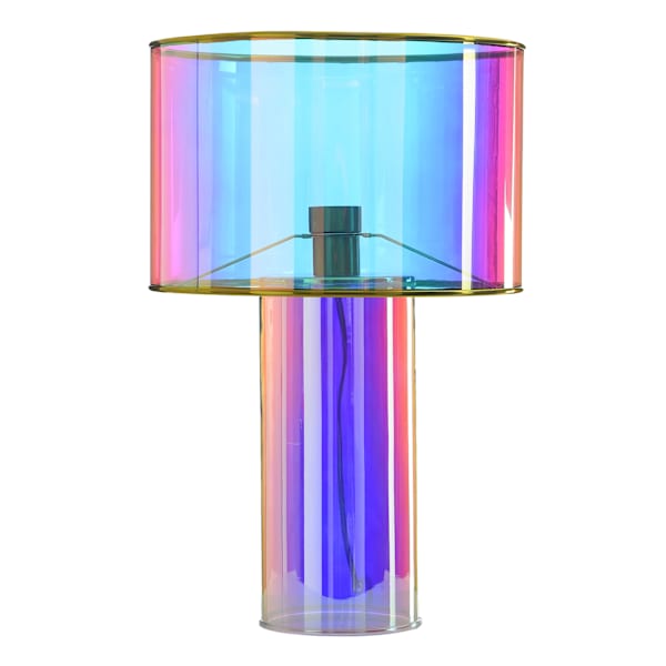 Iridescent Glass Medium Table Lamp with Iridescent Shade, 22"