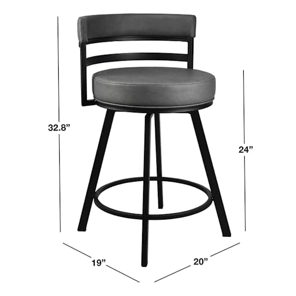 Milo Swivel Counter Stool, Dark Grey