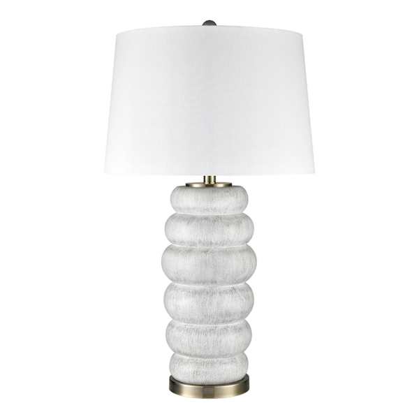White Stacked Stones Large Table Lamp with Shade, 31"