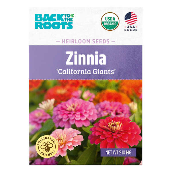 Back to Roots Heirloom Seeds, Zinnia California Giants