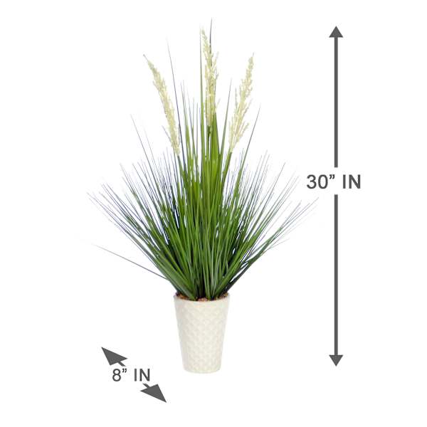 Green Grass Bundle with White Planter, 30"